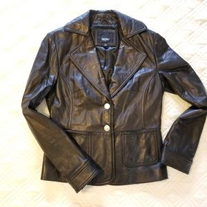 Mossimo black leather blazer jacket Small